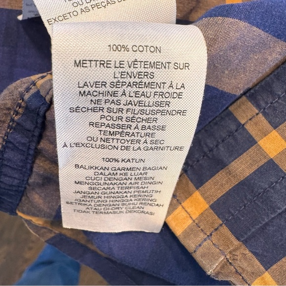 A/X Armani Exchange Men's Blue and Tan Button Down Long-Sleeved Shirt Size XL - Picture 9 of 10